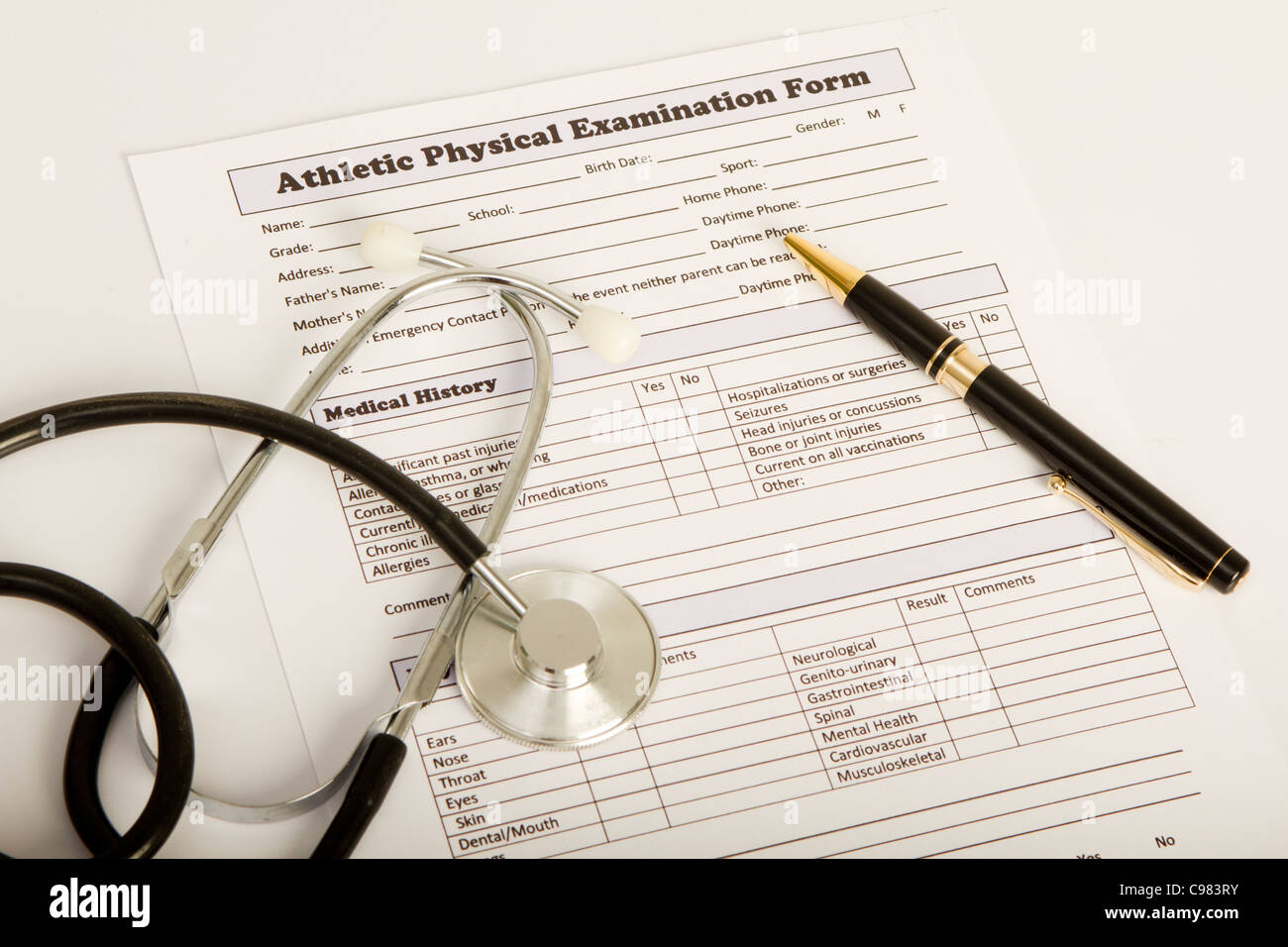 ... for examination athletes with form stethoscope Physical and