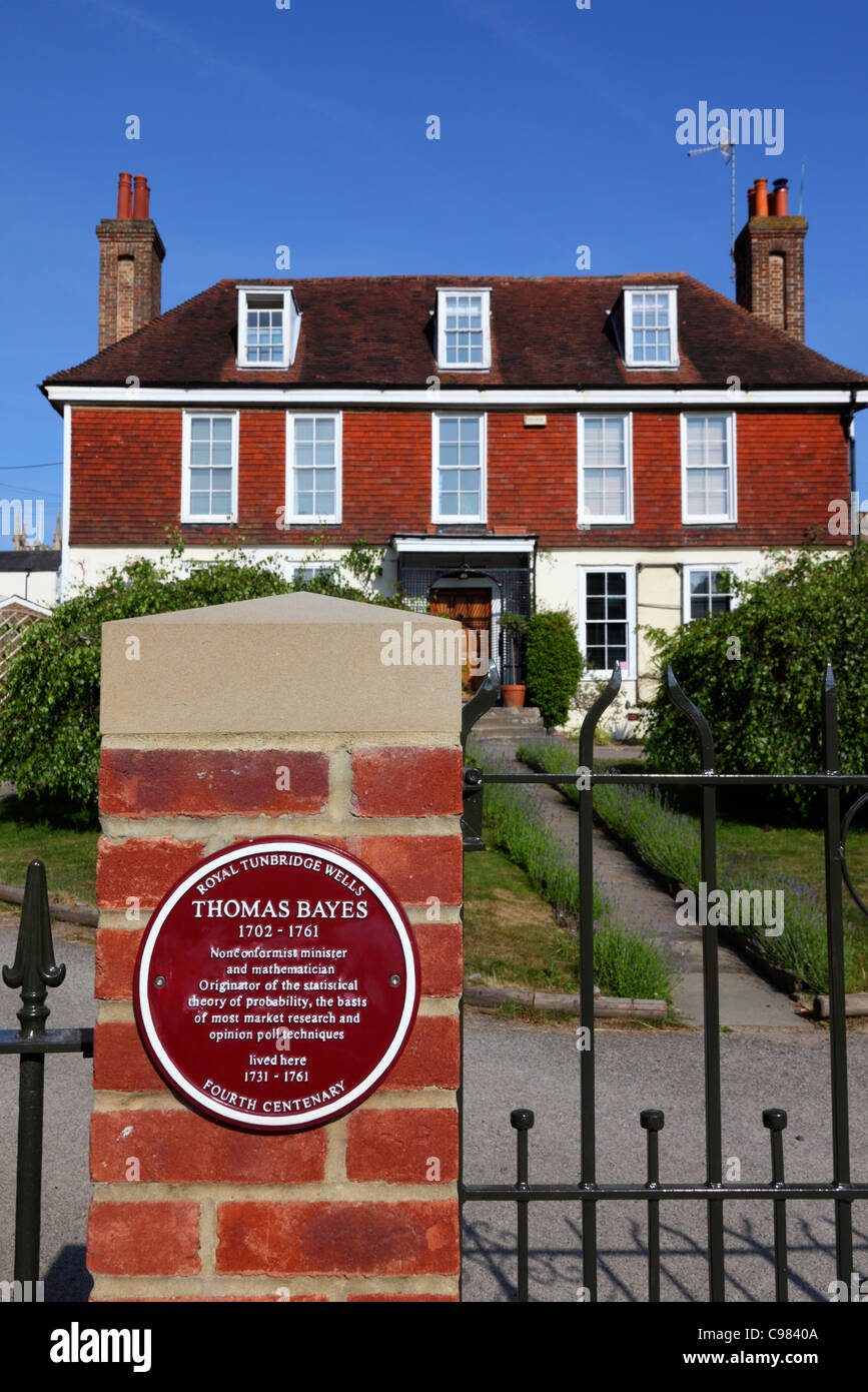 Ashton Lodge, home of 18th century mathematician and minister Thomas Bayes , Royal Tunbridge Wells , Kent , England Stock Photo