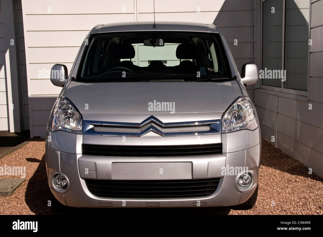 A new silver Citroen automobile on display at the Alistair Fleming car dealer in Dundee , UK Stock Photo