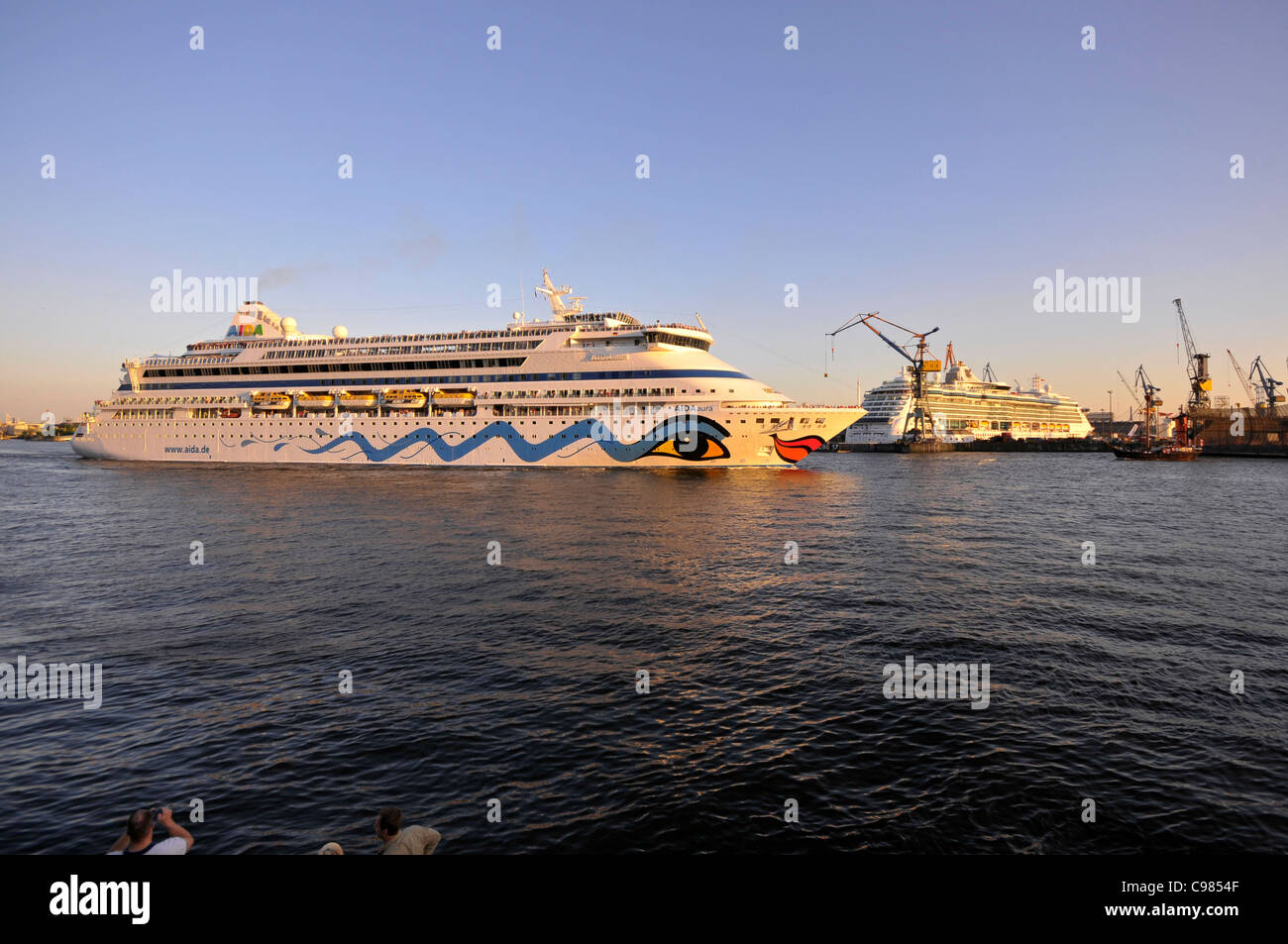 Cruise ships Aida Aura and Brilliance of the Seas, Port Birthday Celebrations, Port, Hamburg, Germany, Europe Stock Photo
