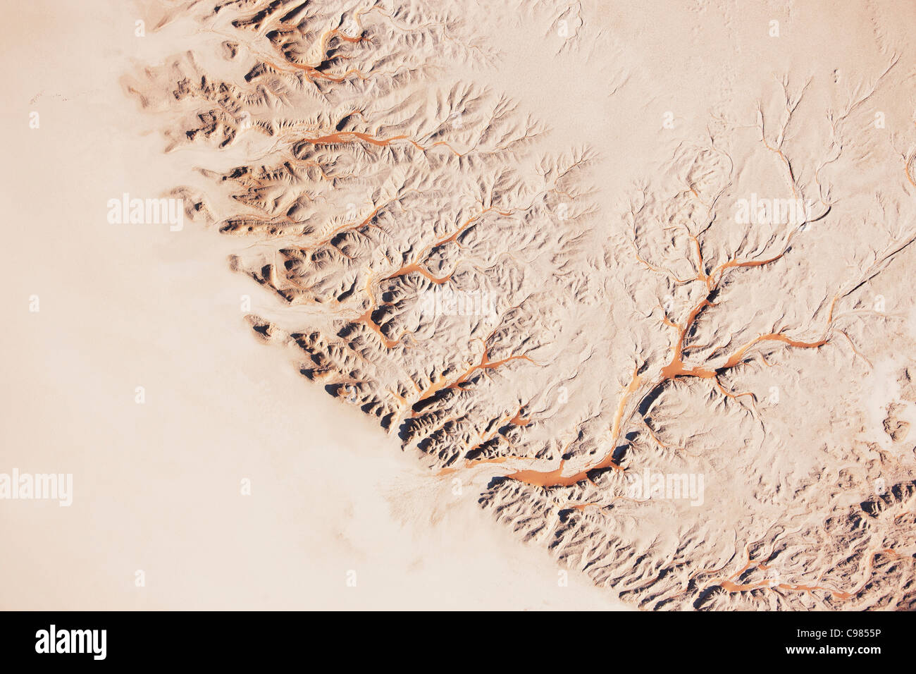 Aerial view of Hidden Vlei with erosion patterns Stock Photo