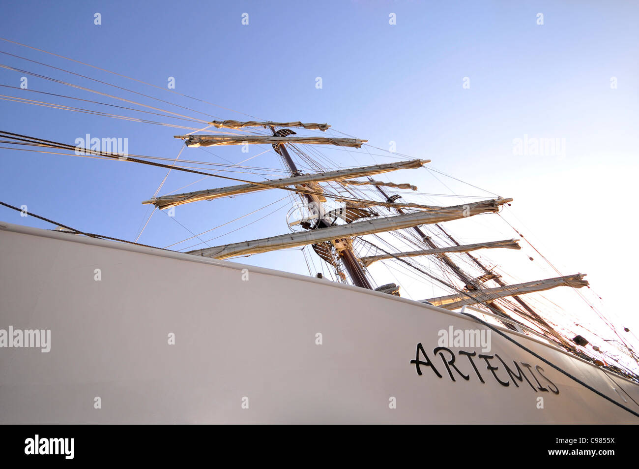 Detail and rigging, three-masted ARTEMIS, maritime flair, Port Birthday Celebrations, Port, Hamburg, Germany, Europe Stock Photo