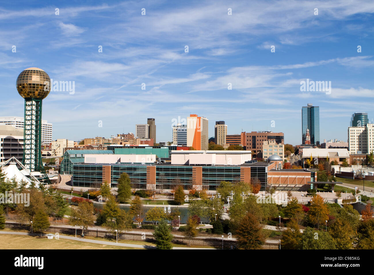 Office buildings and high rise towers fill the skyline of downtown