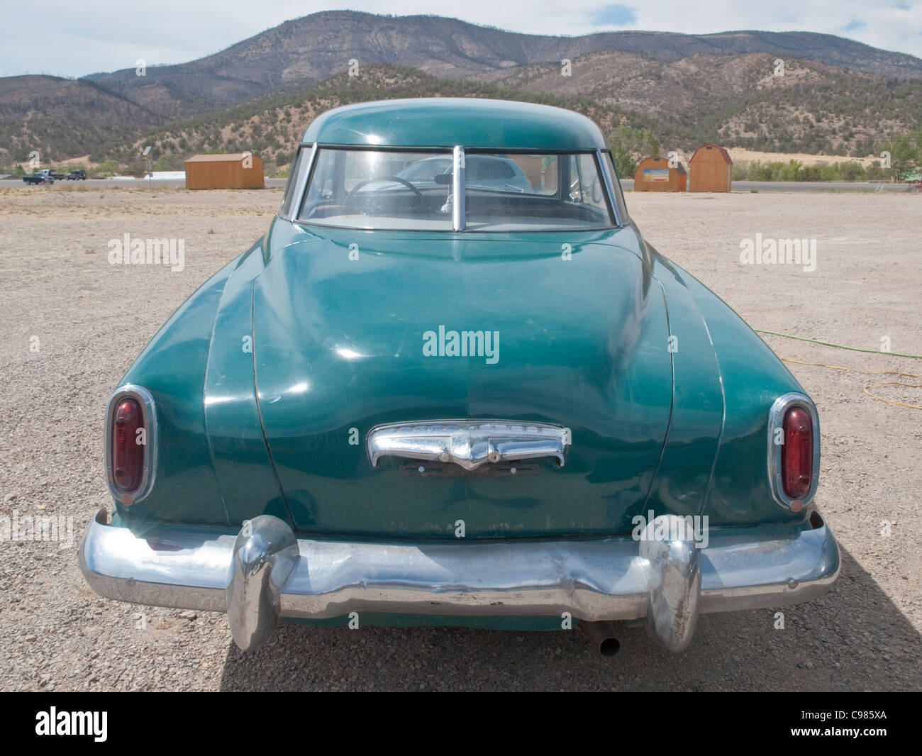 An old Studebaker sits in a lot being readied for sale in Ruidoso Downs, New Mexico. Stock Photo