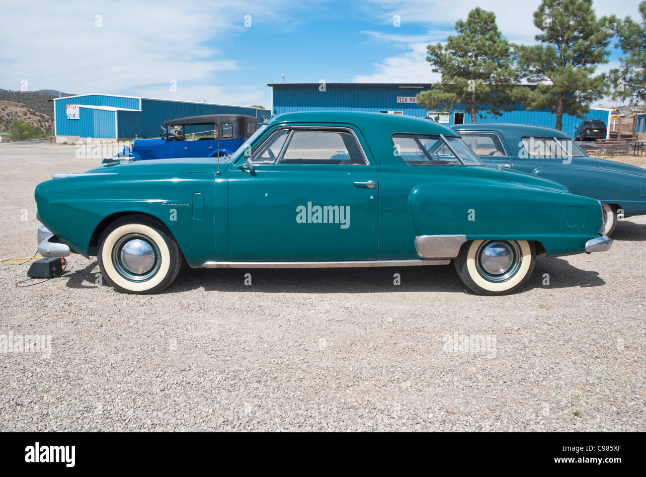 An old Studebaker sits in a lot being readied for sale in Ruidoso Downs, New Mexico. Stock Photo