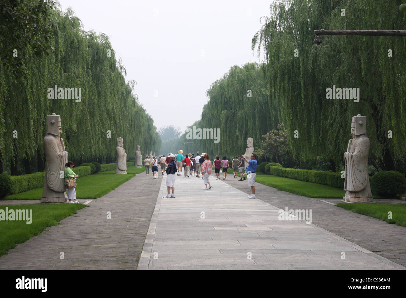 Statues line the promenade at the General Sacred Way of the Ming Tombs Stock Photo