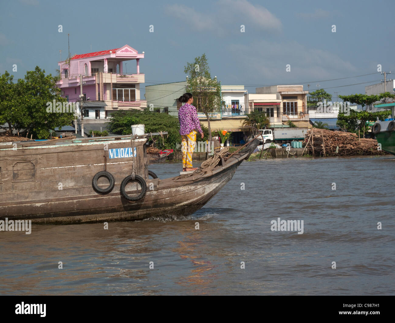 Woman on a boat in the Mekong Delta, Vietnam Stock Photo - Alamy