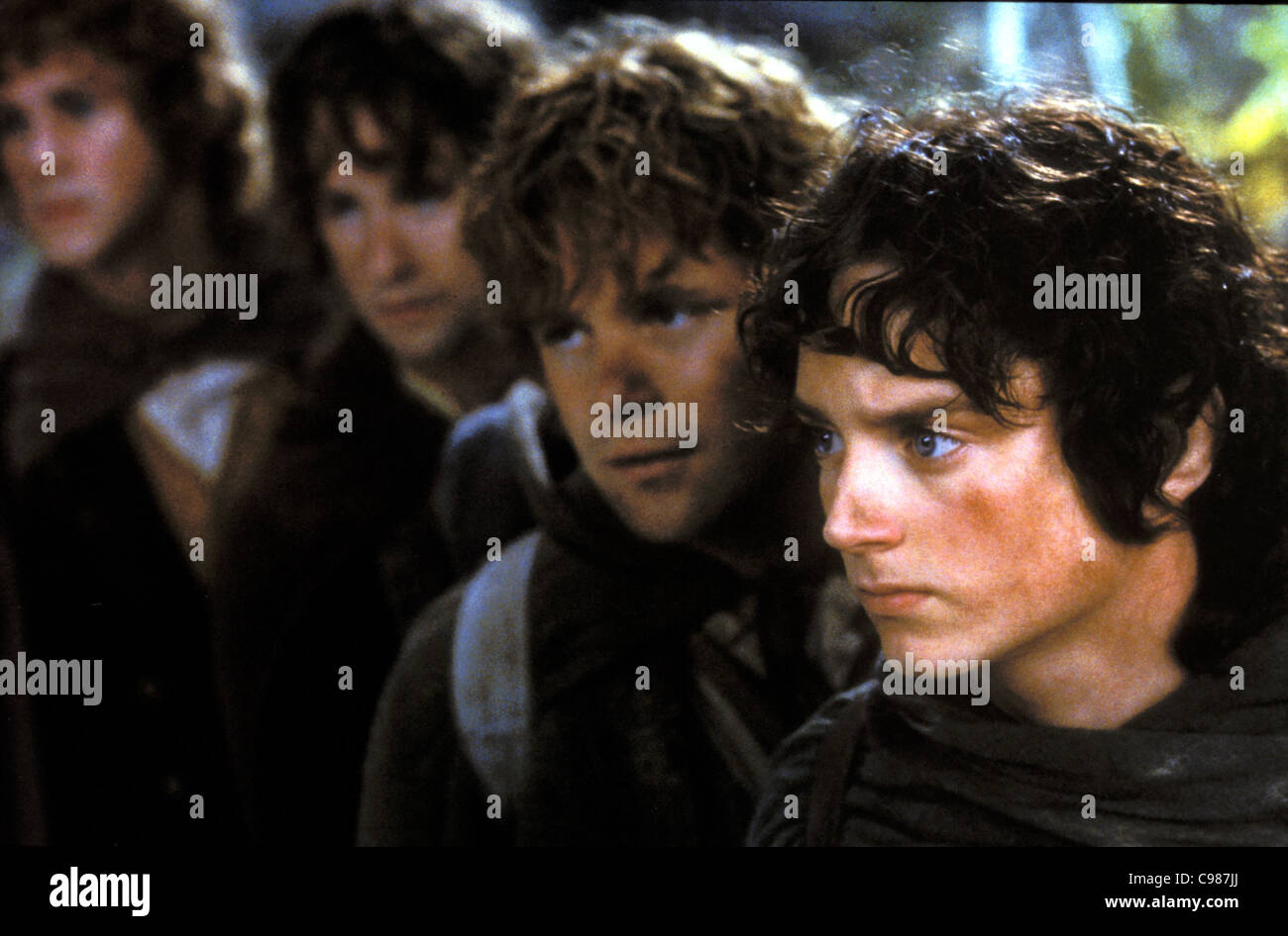 The Lord of the Rings: The Fellowship of the Ring  Year: 2001 USA /  New Zealand Director: Peter Jackson Elijah Wood, Sean Astin, Billy Boyd, Dominic Monaghan Stock Photo
