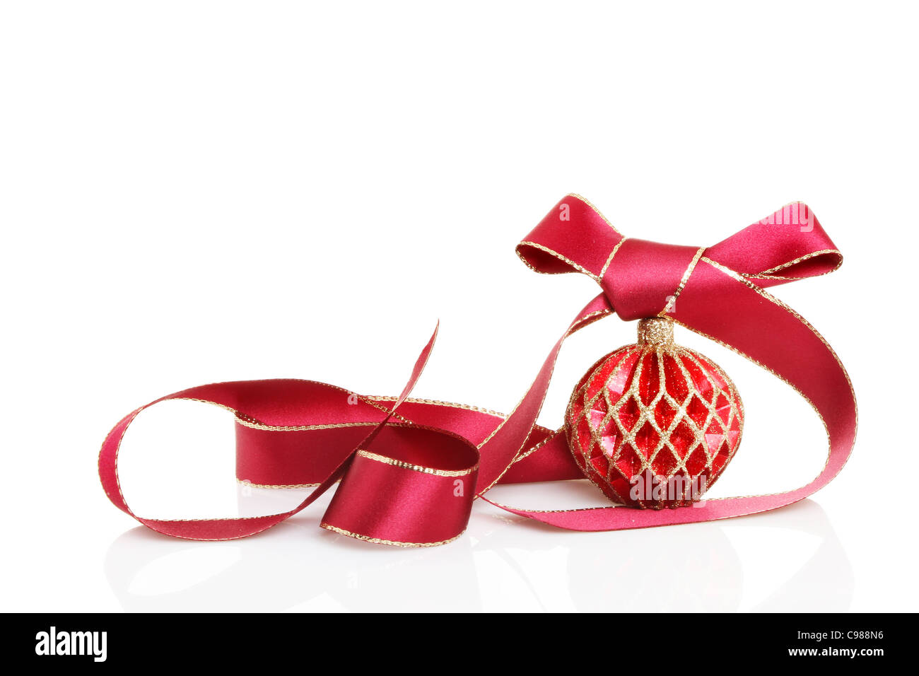 Christmas bauble and ribbon decoration Stock Photo