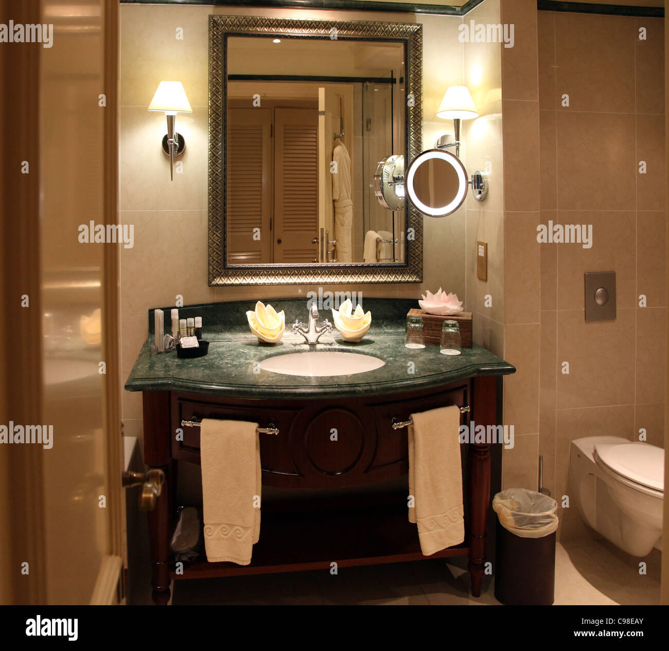 bathroom, Intercontinental Aphrodite Hills resort, Cyprus Stock Photo