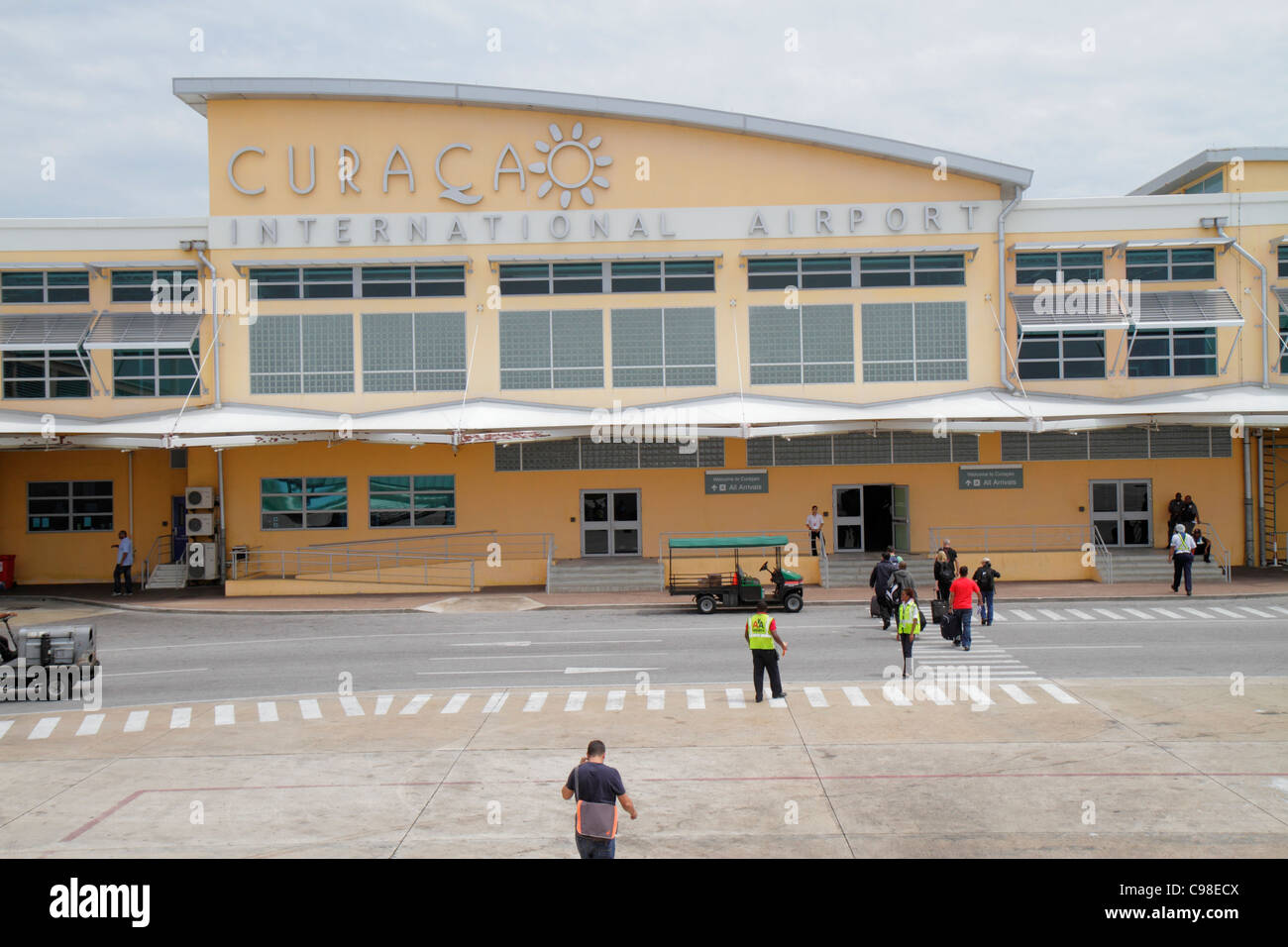 Curaçao,Netherlands Lesser Leeward Antilles,ABC Islands,Dutch,Curaçao Hato International Airport,aviation,building,outside exterior,front,entrance,gro Stock Photo
