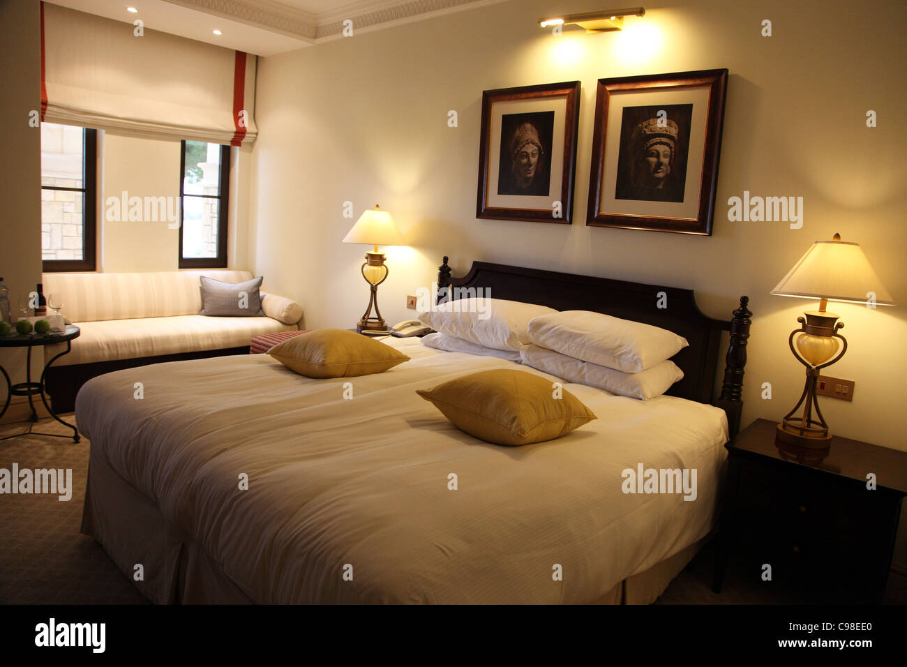 bedroom, Intercontinental Aphrodite Hills resort, Cyprus Stock Photo