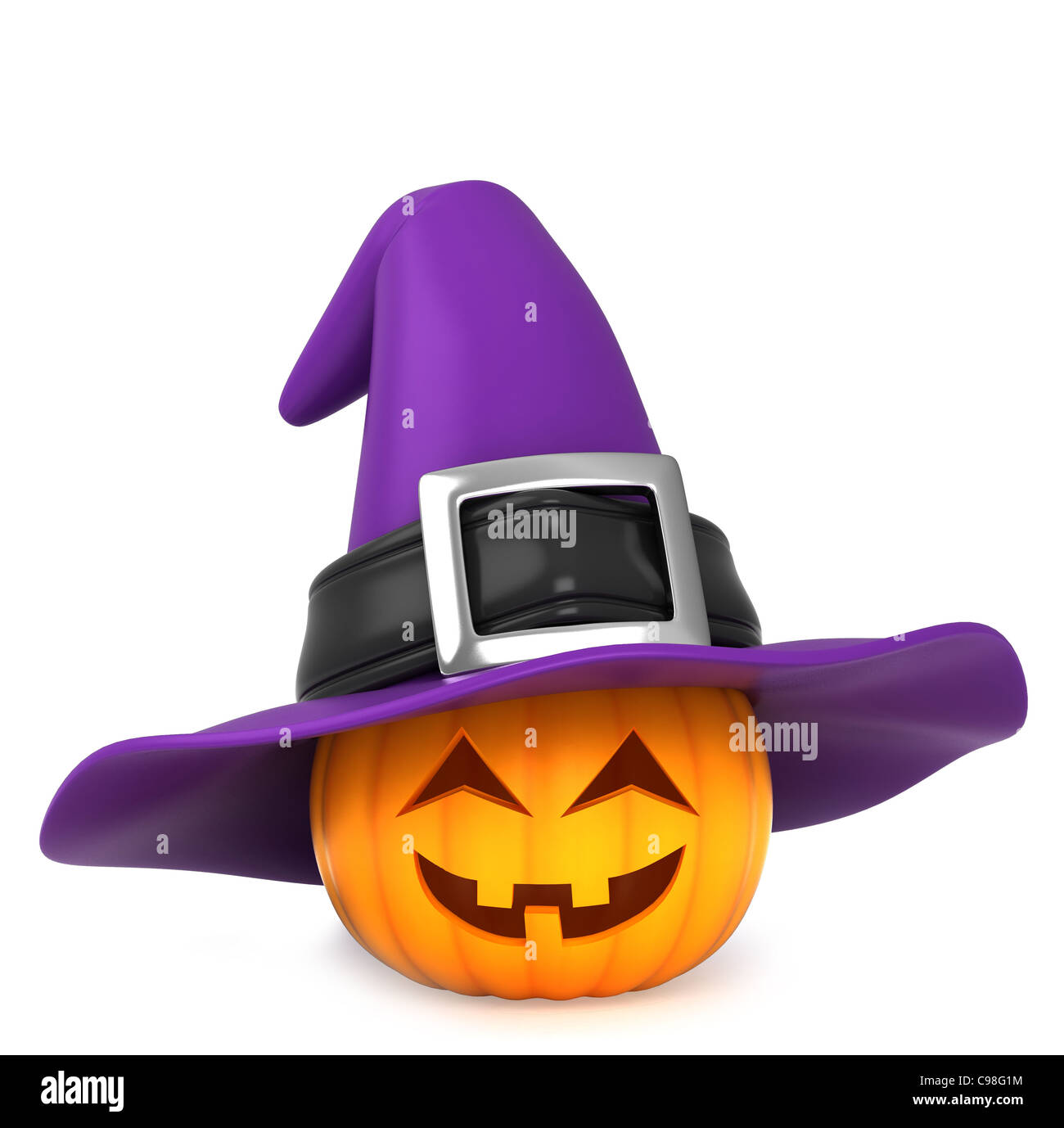 3D Illustration of a Pumpkin Wearing a Witch Hat Stock Photo - Alamy