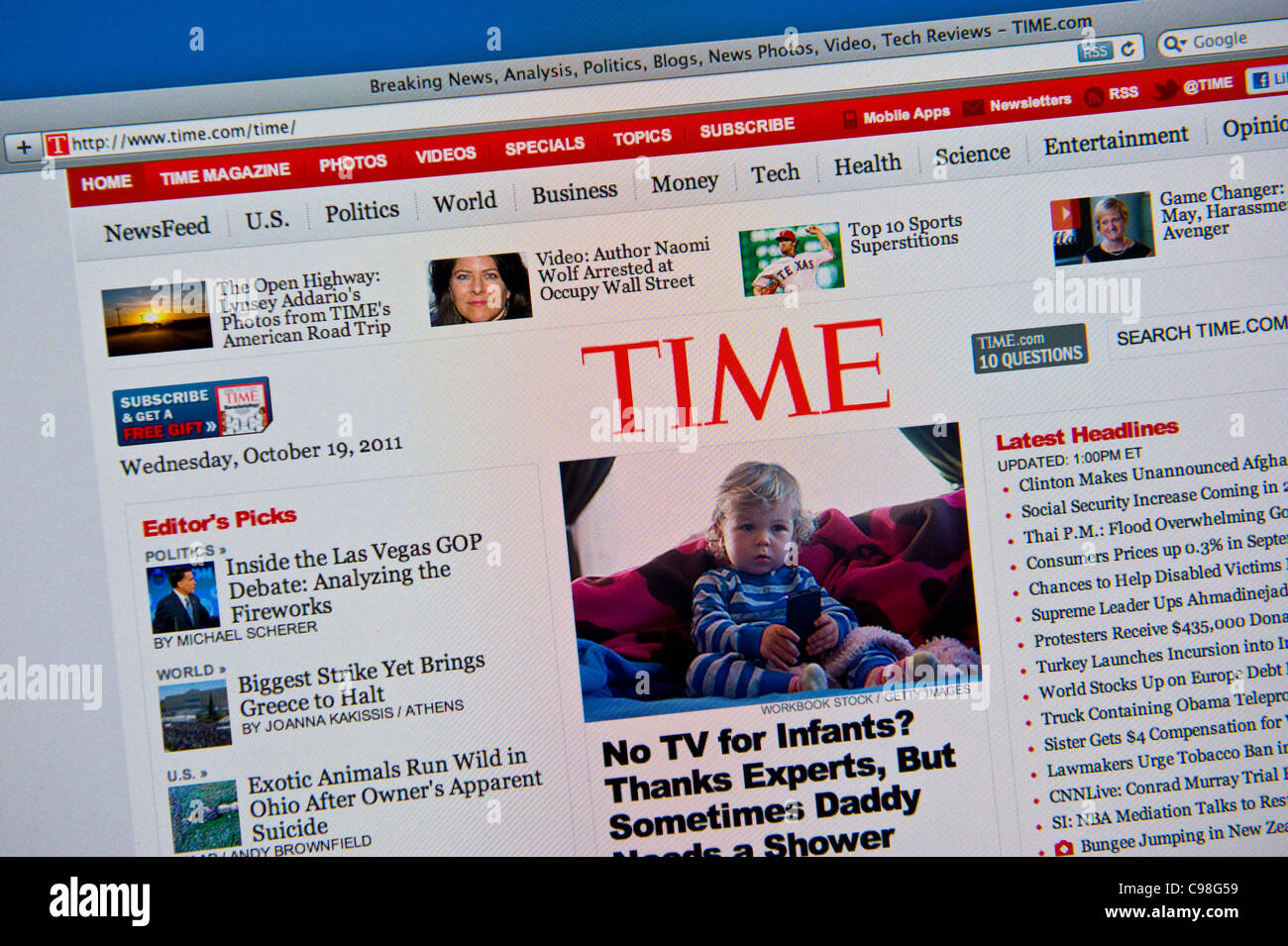 Internet website for time.com covering news current affairs and features Stock Photo