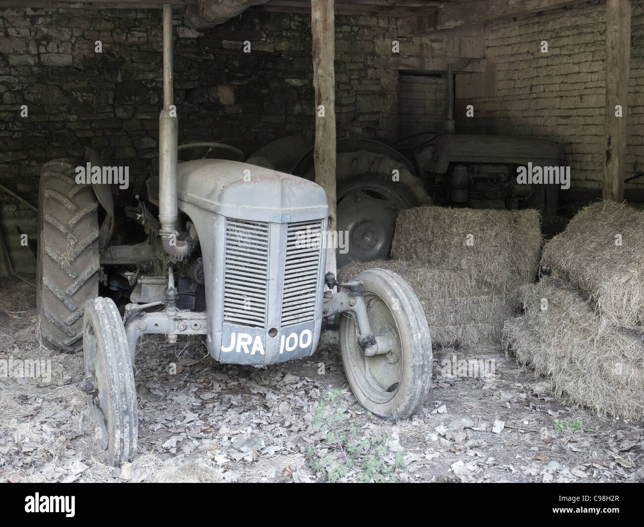 Massey Ferguson Tractor in Barn, UK Stock Photo