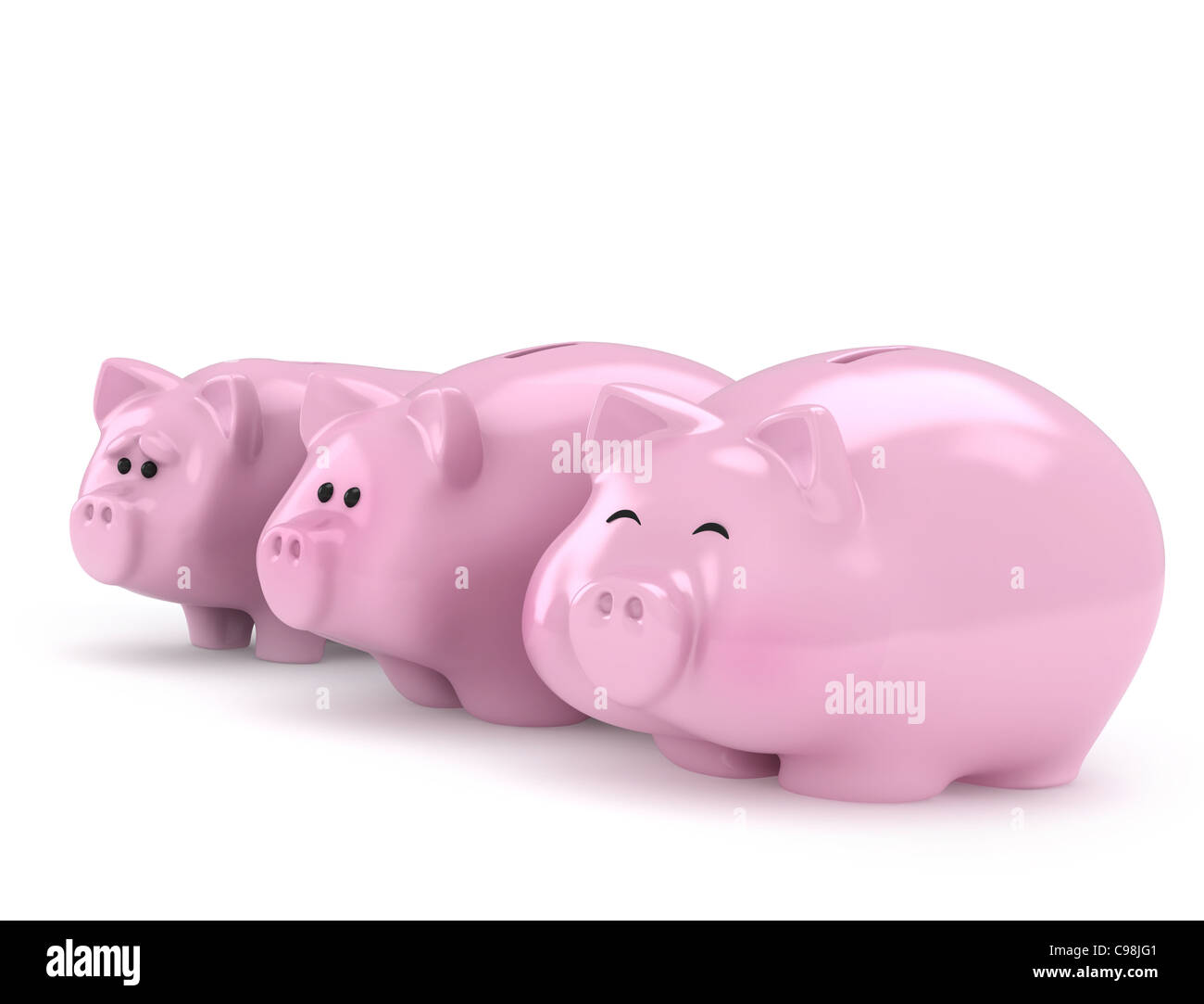 3D Illustration of Thin, Normal and Full Piggy Banks Stock Photo - Alamy