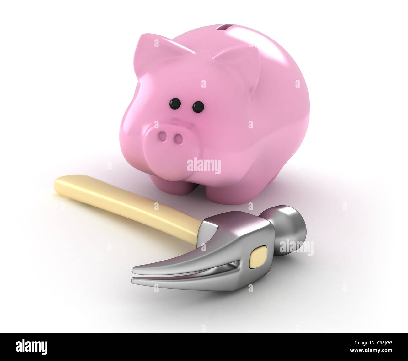 3D Illustration of a Hammer and a Piggy Bank Stock Photo - Alamy