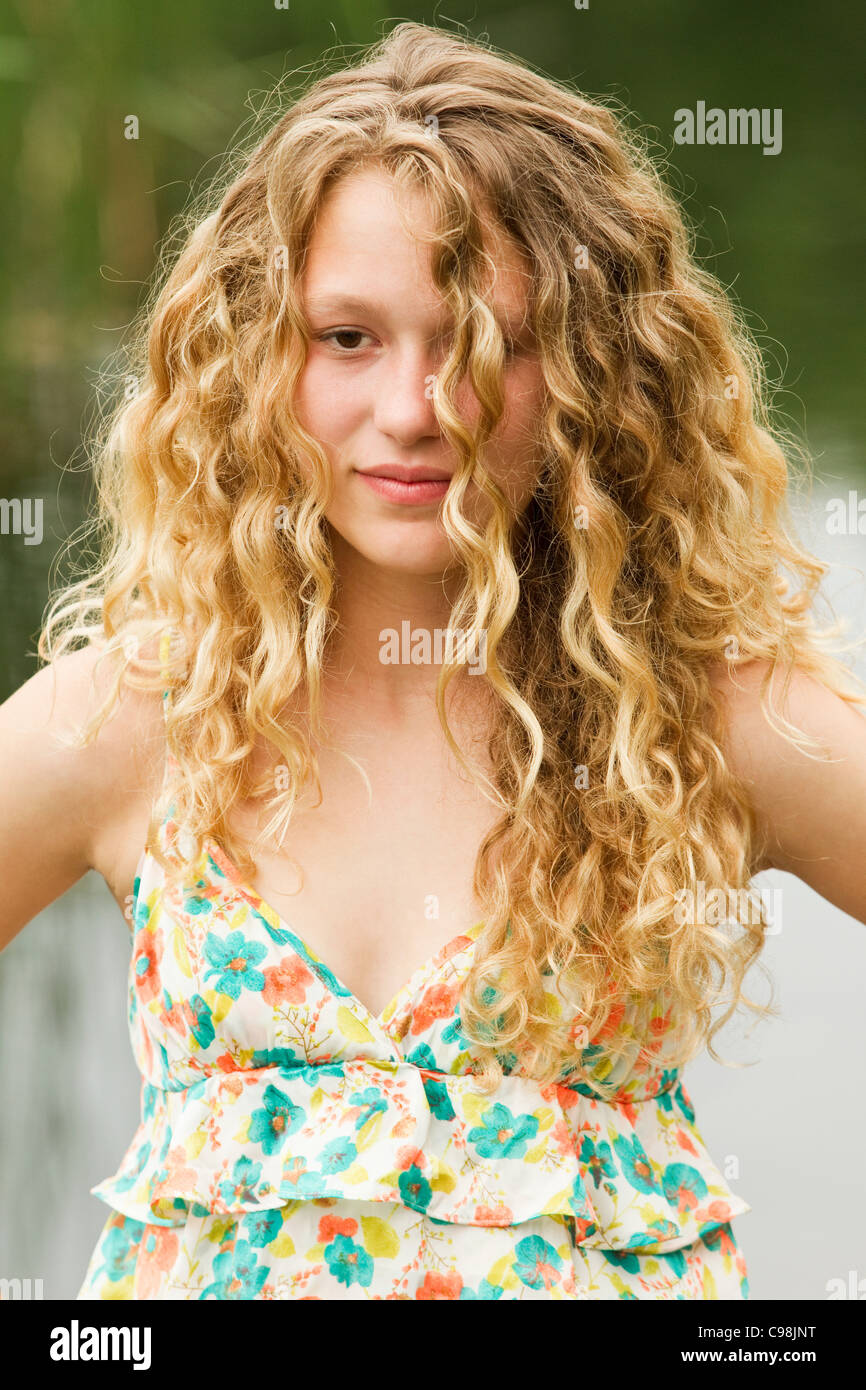 Portrait teenage girl with glazed expression Stock Photo Alamy