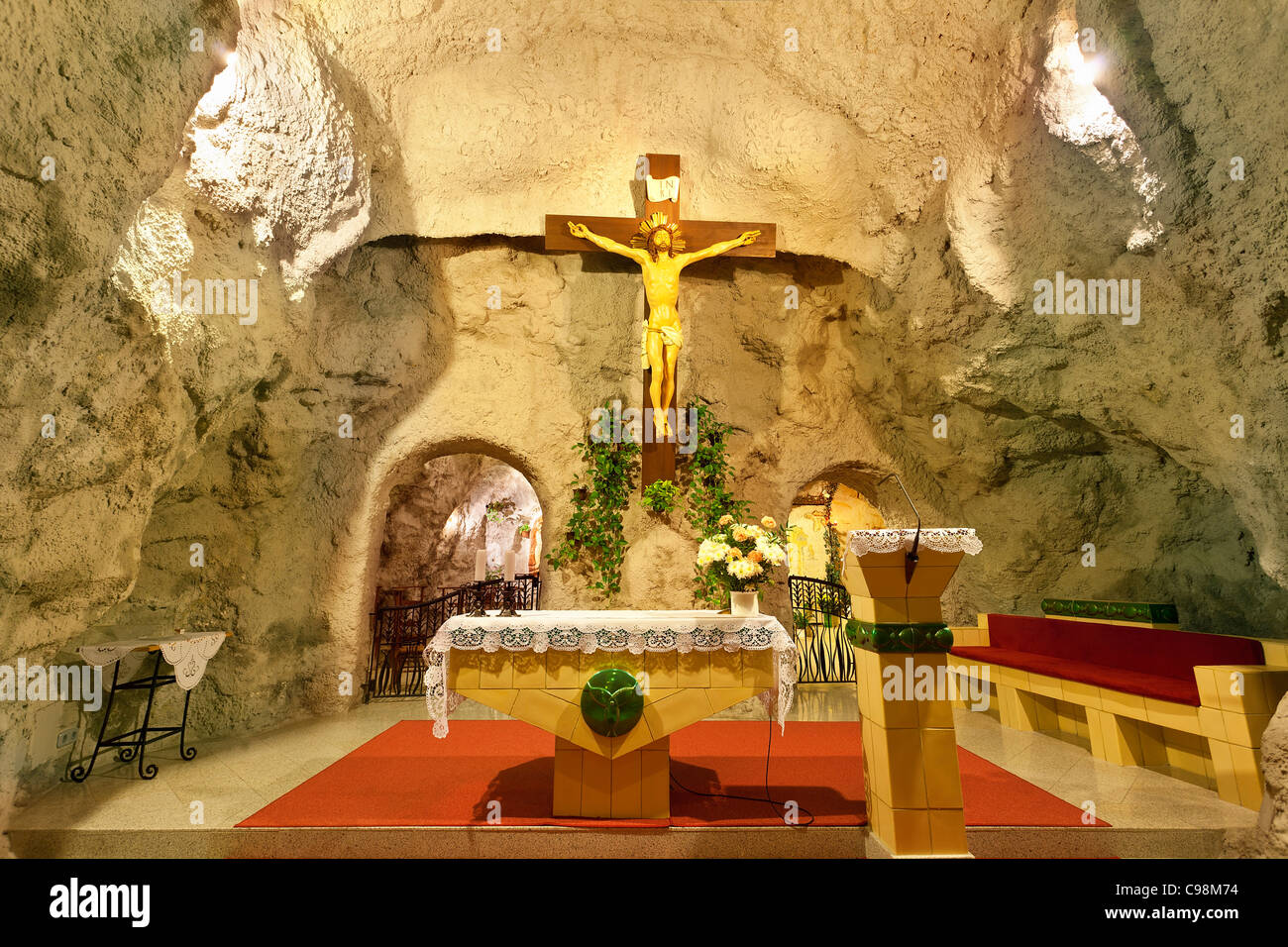 Budapest, Cave Church on Gellert Hill Stock Photo