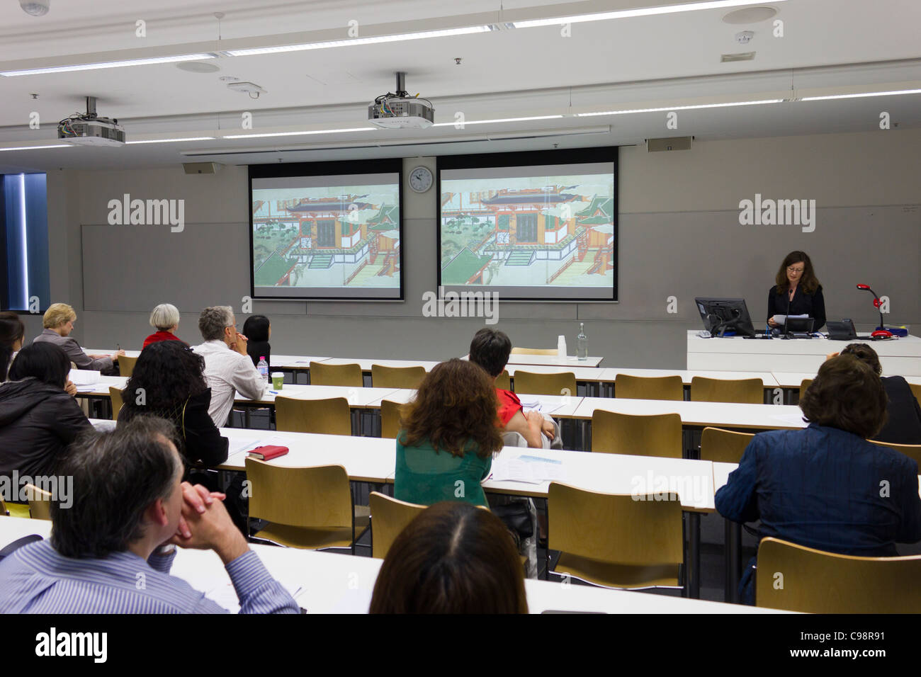 scholar presenting paper at a conference, Sydney University, Australia Stock Photo