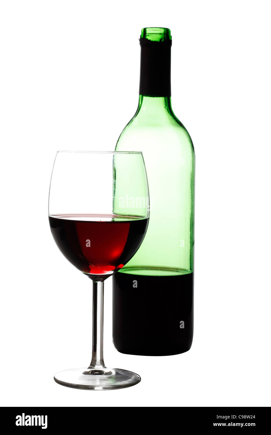 A glass and bottle of red wine Stock Photo Alamy