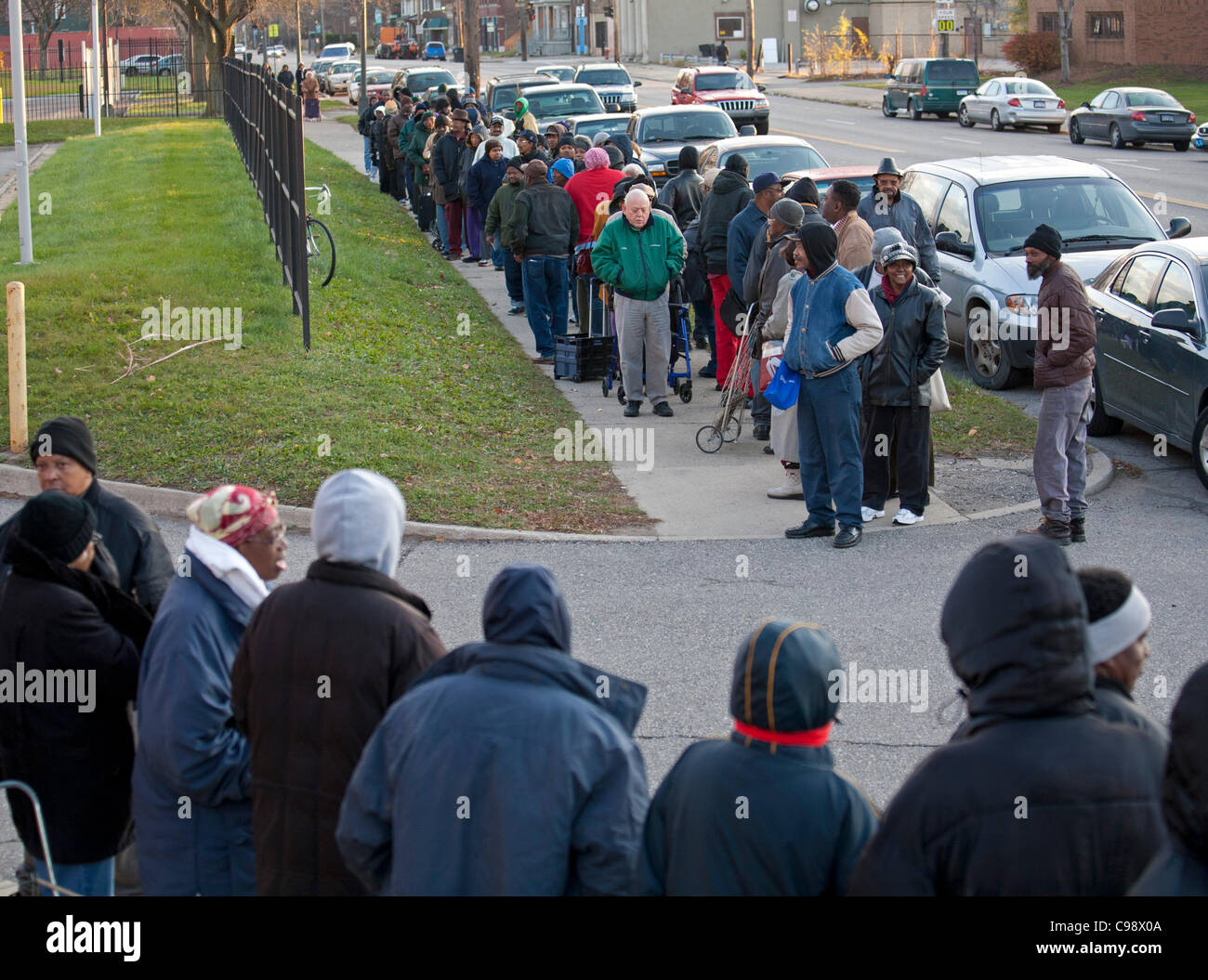 Detroit, Michigan A monthly distribution of free food for