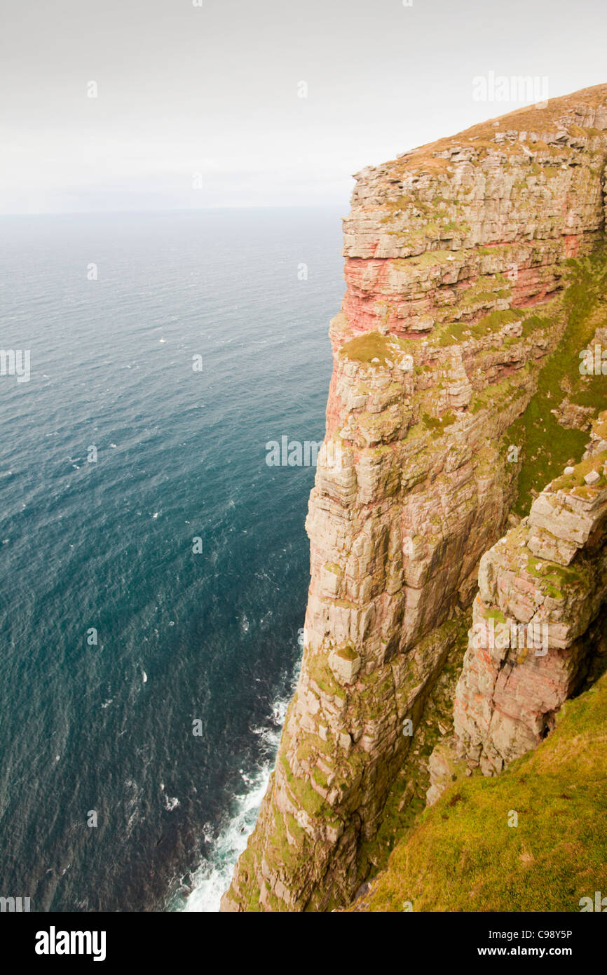 At 1100 feet tall St Johns Head on the north west coast of Hoy, Orkney, Scotland, UK are the tallest  sea cliffs in Britain Stock Photo