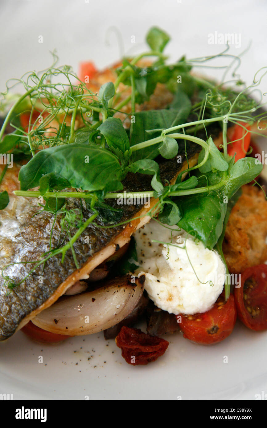 Fish and Salad dishes at the upmarket Mizlala restaurant, belonging to