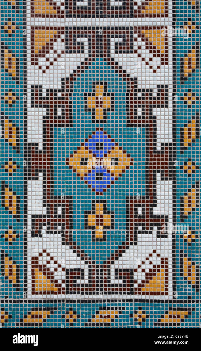full frame detail of a abstract mosaic made of small glazed tiles Stock Photo
