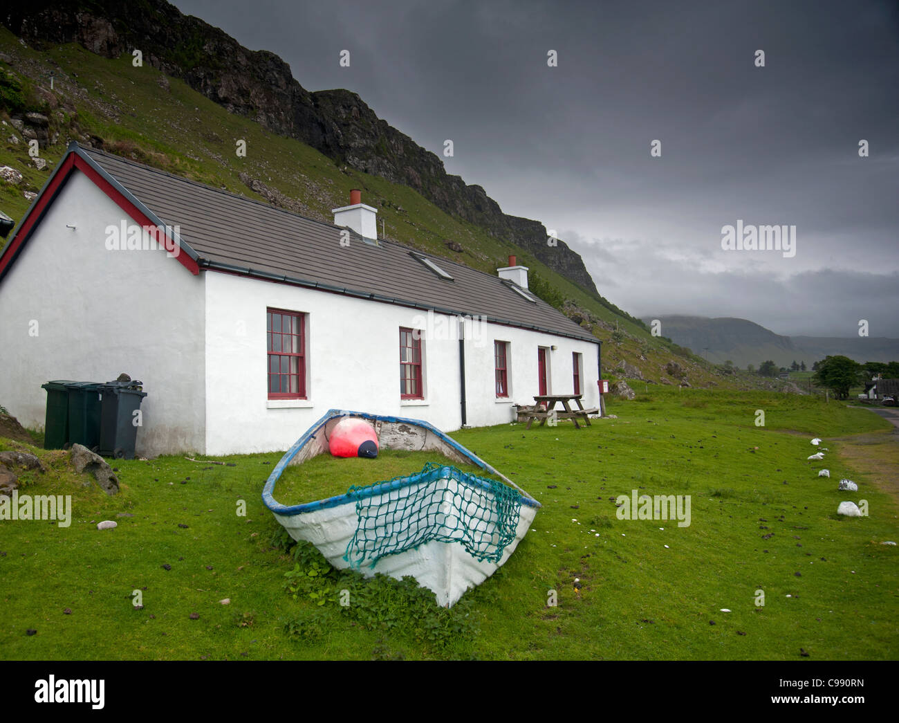 Bacca cottage Gribun Overlooking Loch na Keal, Isle of Mull, Scotland.  SCO 7730 Stock Photo