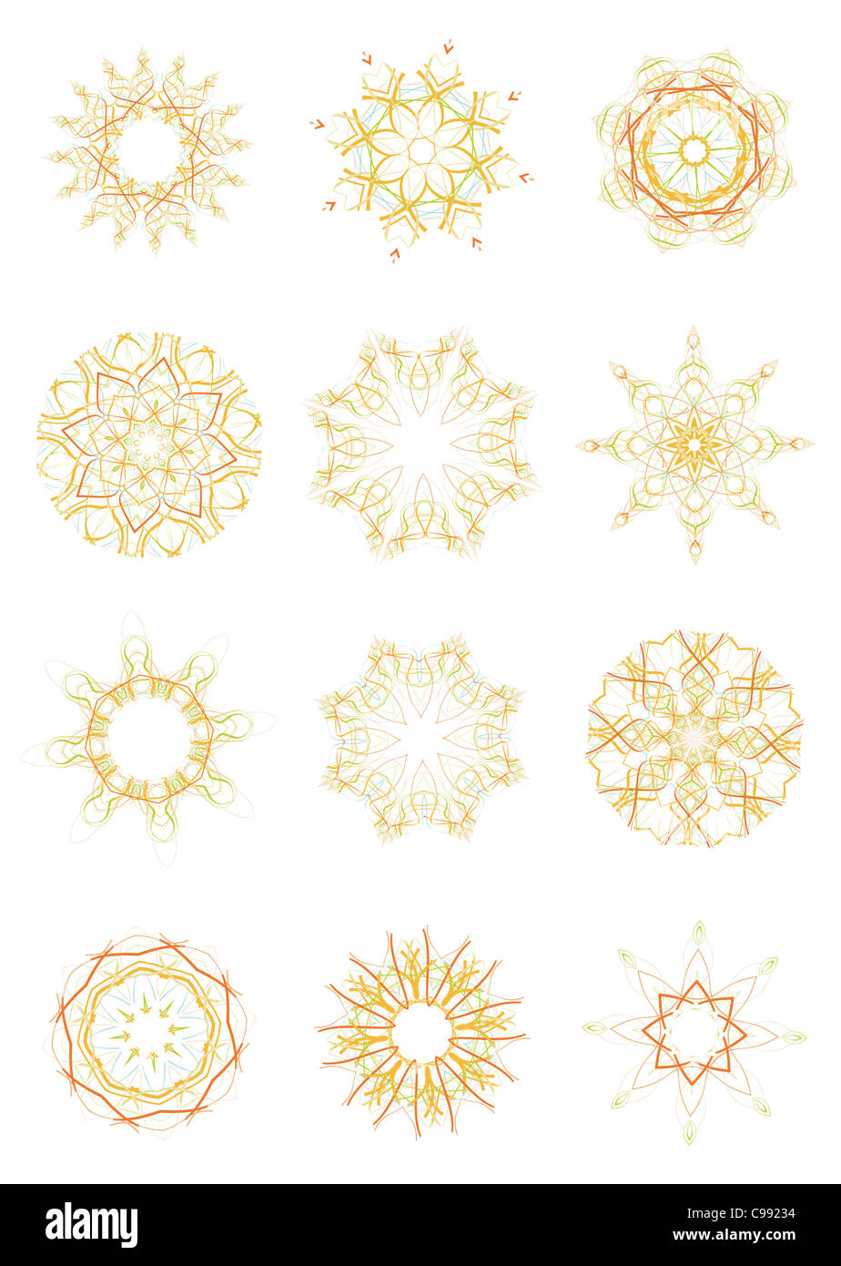 illustration set of abstract floral and ornamental elements Stock Photo ...