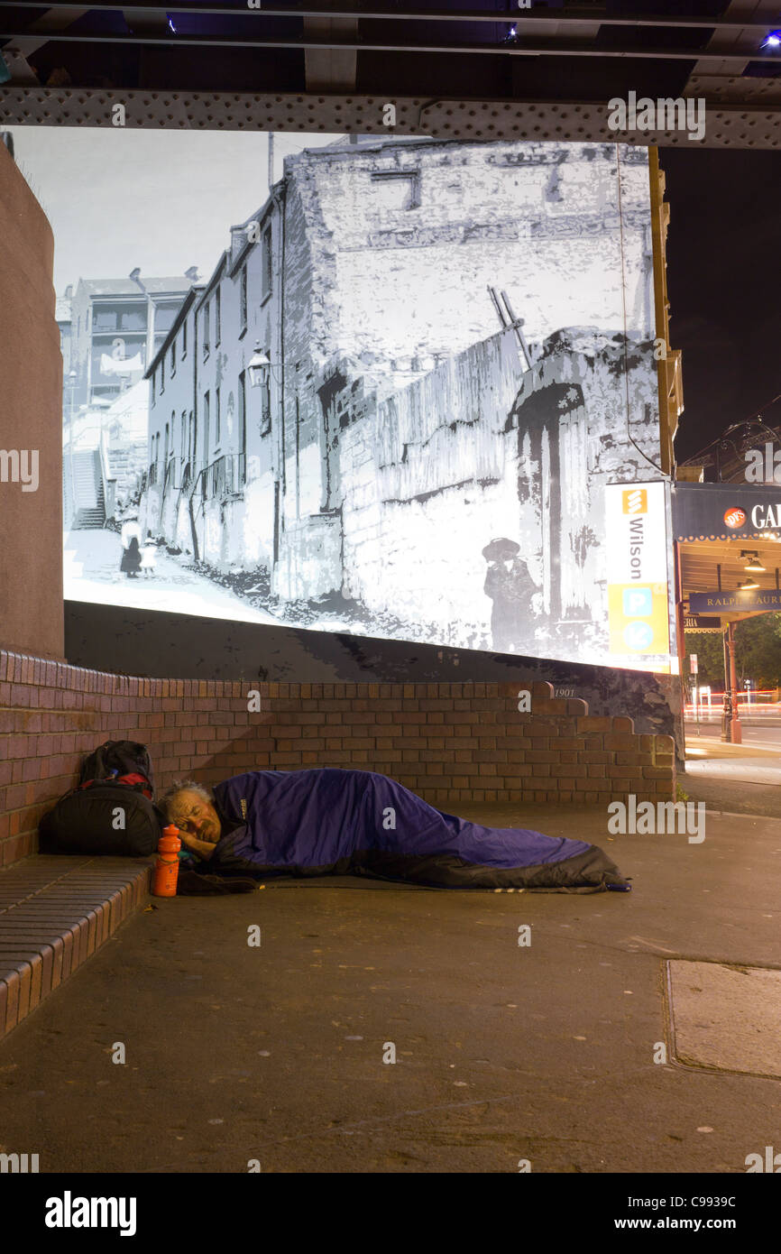 Homeless man in sleeping bag hires stock photography and images Alamy