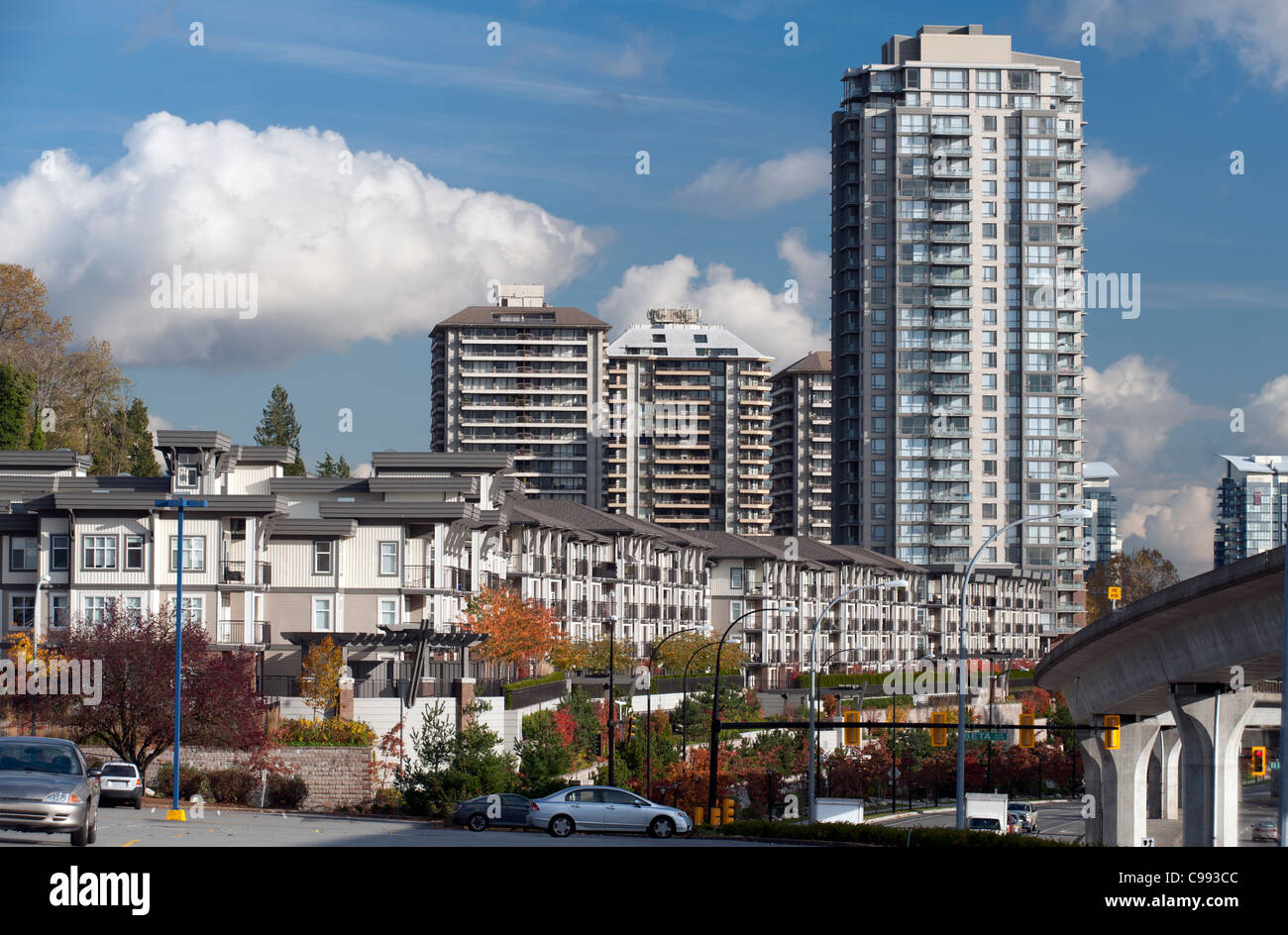 Apartment buildings and SkyTrain Line in Burnaby Stock Photo Alamy