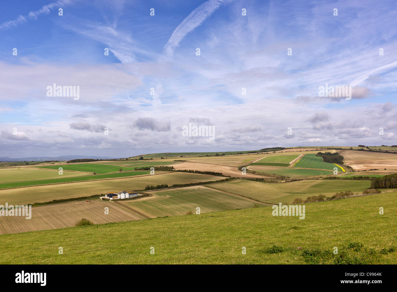 View of South Downs near Wepham and Burpham West Sussex Stock Photo
