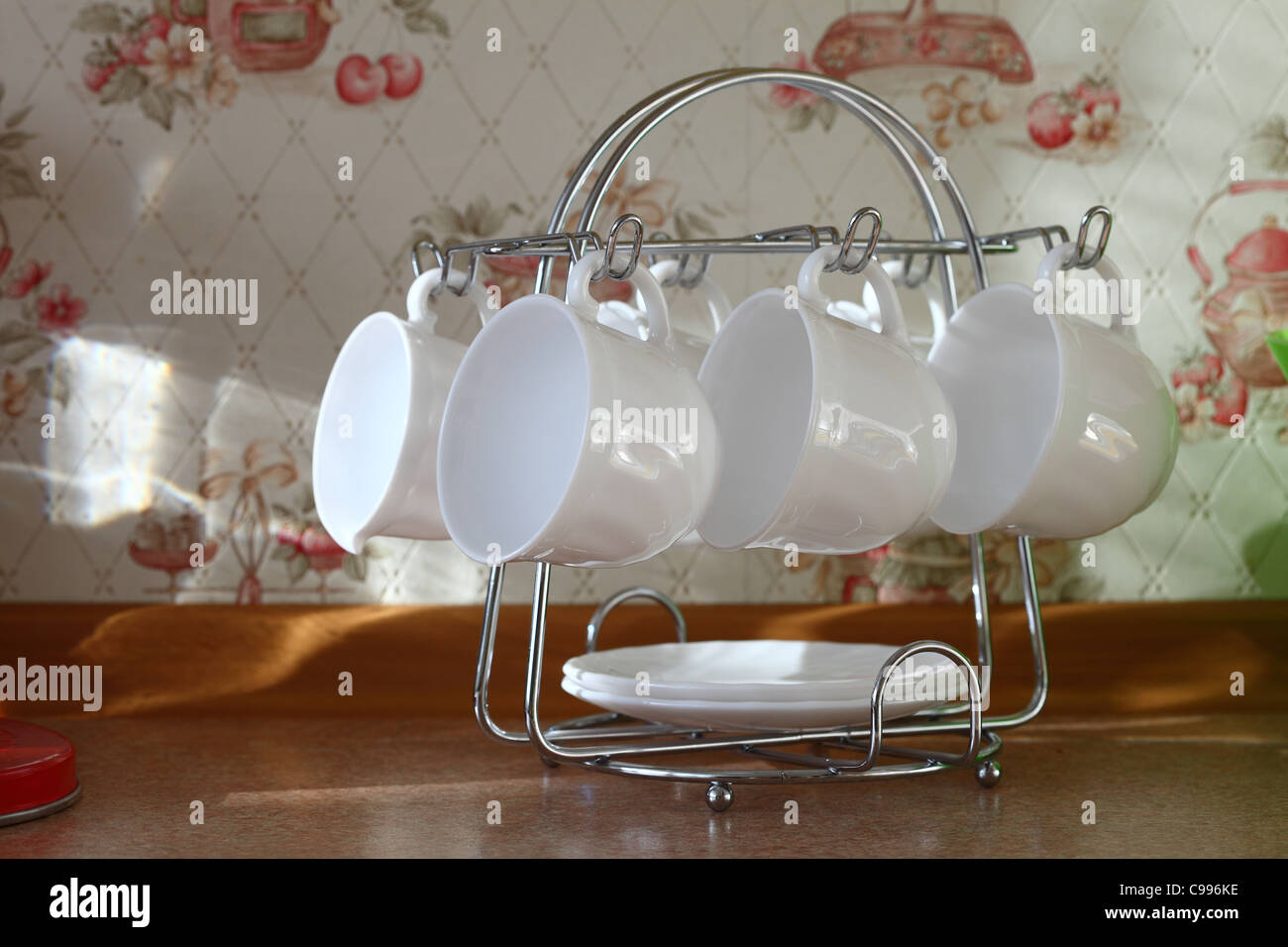 tea set white empty cup with saucer Stock Photo - Alamy