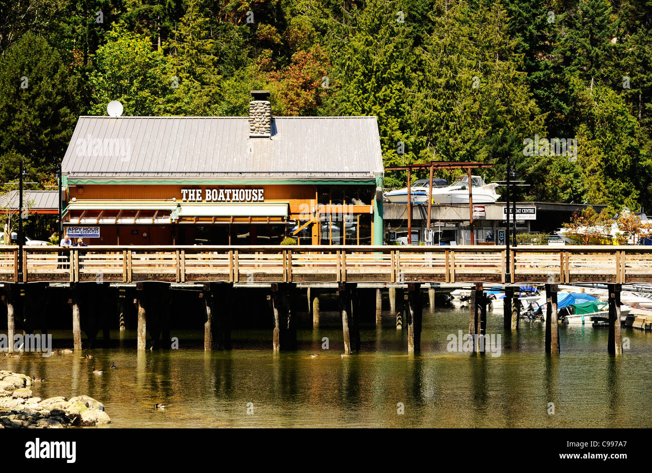 The Boathouse bar and restaurant at Horseshoe Bay, Vancouver. Stock Photo