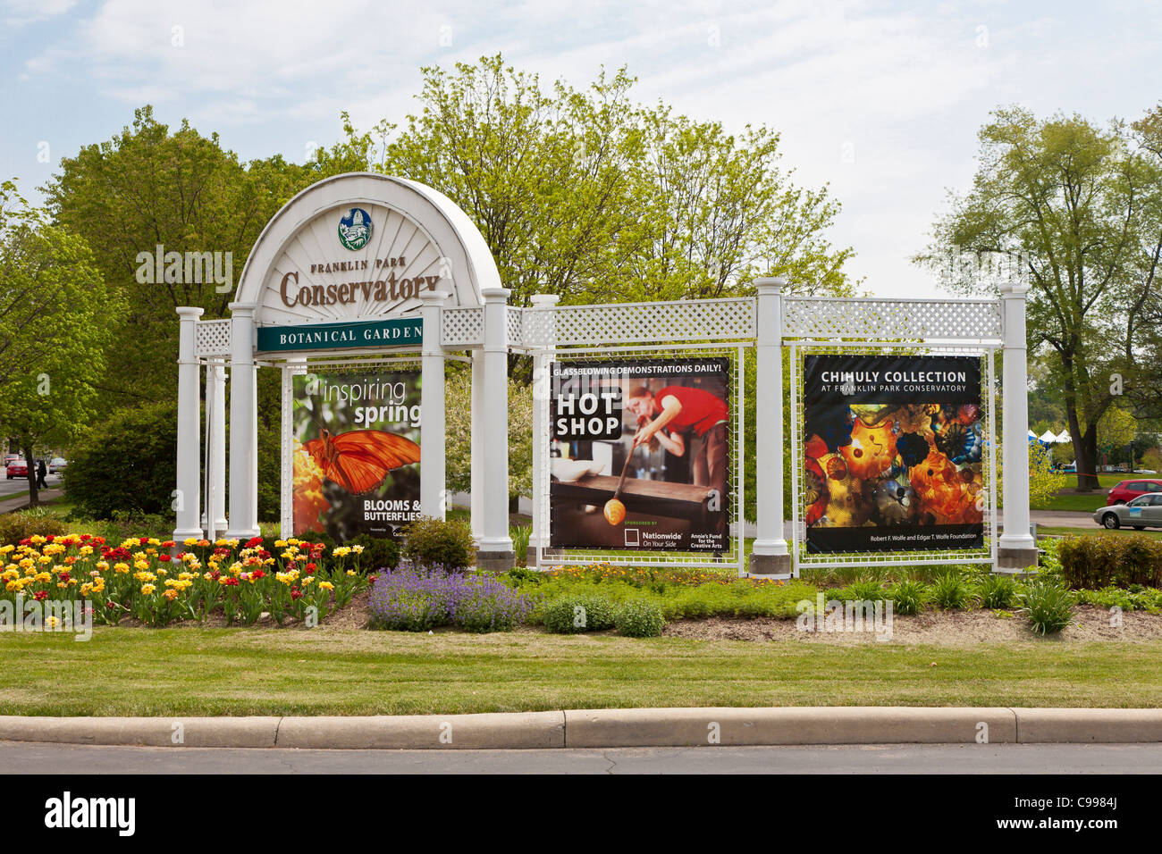 Entrance display at the Franklin Park Conservatory in Columbus, Ohio. Stock Photo