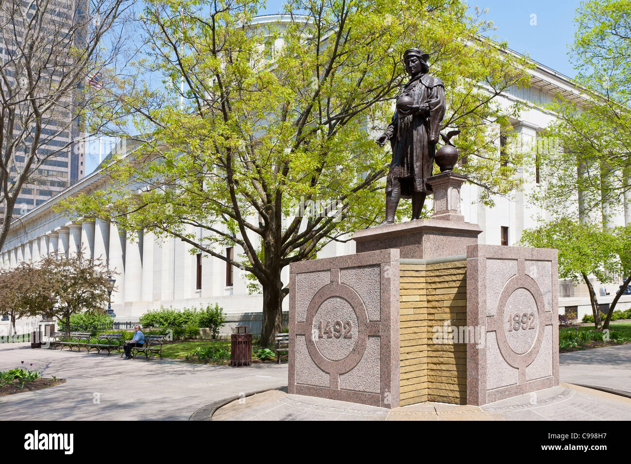 Christopher Columbus statue on the Statehouse grounds in Columbus, Ohio. Stock Photo