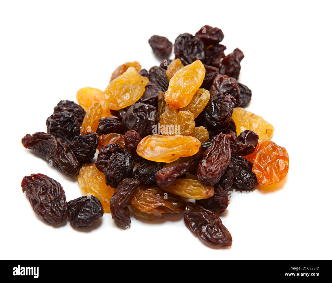 Pile of dark and light raisins isolated on a white background Stock ...