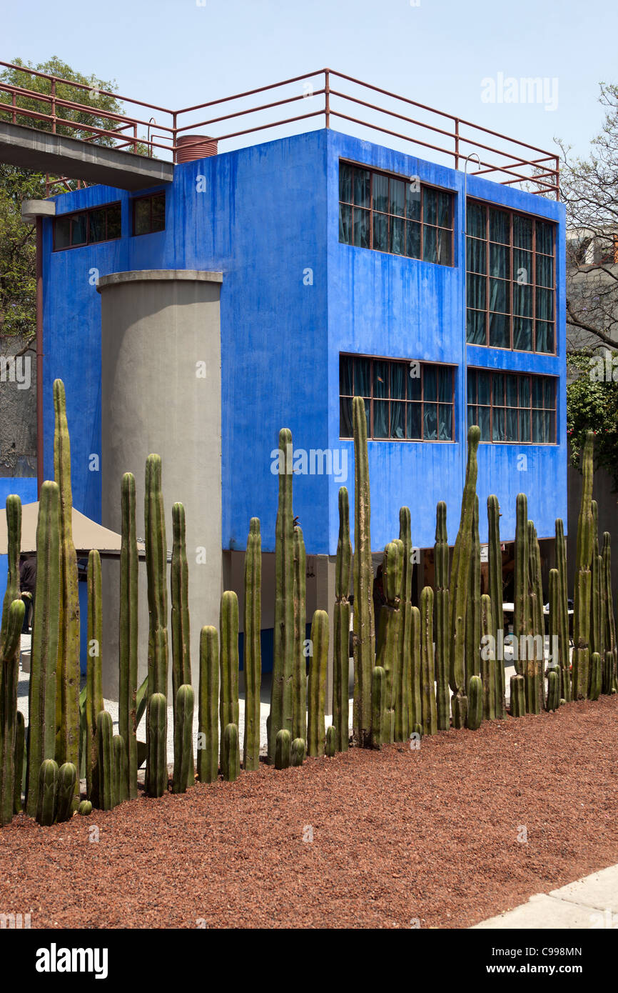 La Casa Azul or The Blue House Coyoacan - Museo Casa Estudio Diego Rivera y Frida Kahlo  - Mexico City Mexico Stock Photo