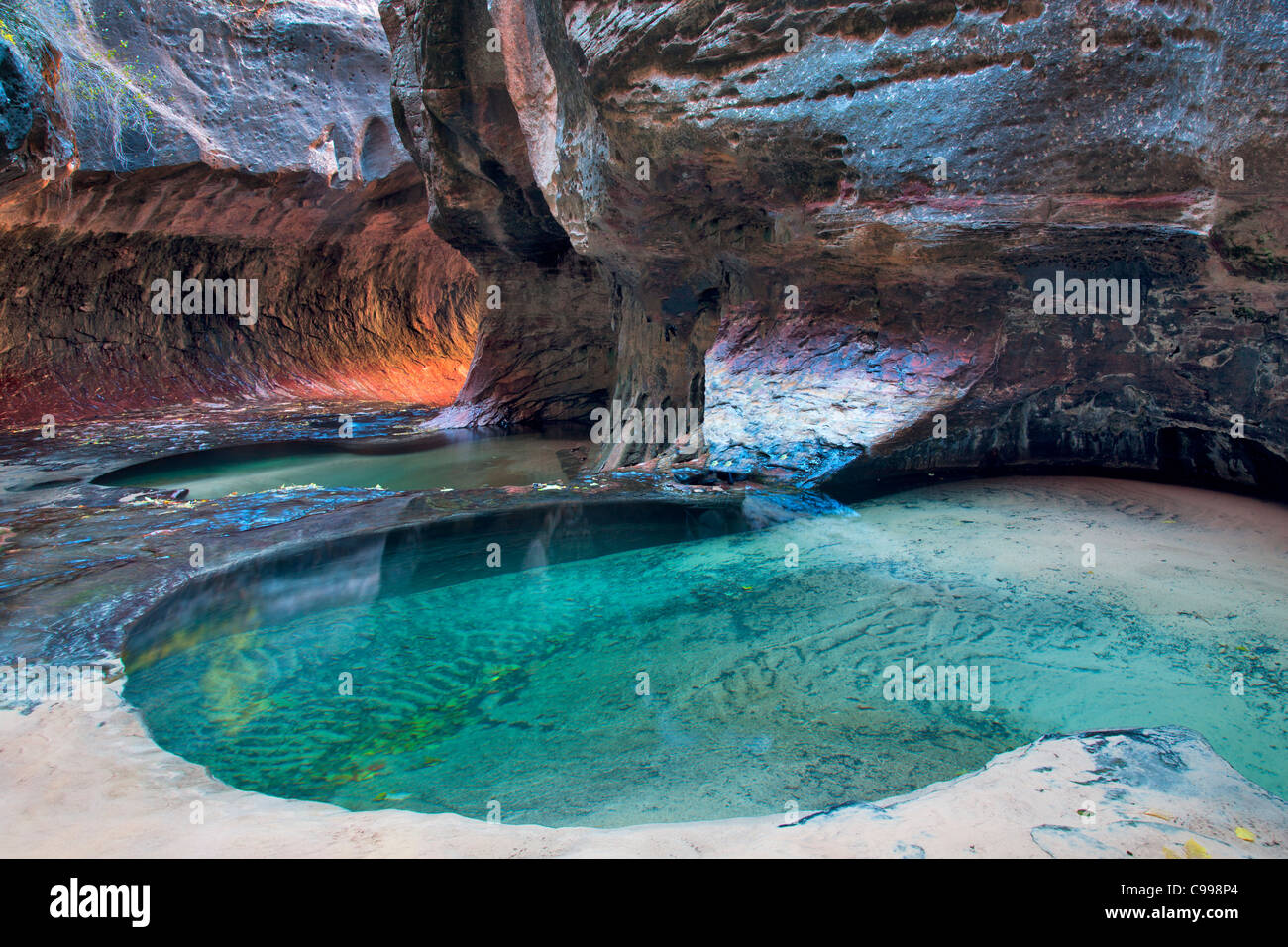 The Subway. Left Fork of North Creek. Zion National Park, Utah. Stock Photo