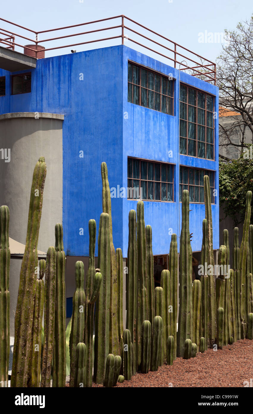 La Casa Azul or The Blue House Coyoacan - Museo Casa Estudio Diego Rivera y Frida Kahlo  - Mexico City Mexico Stock Photo