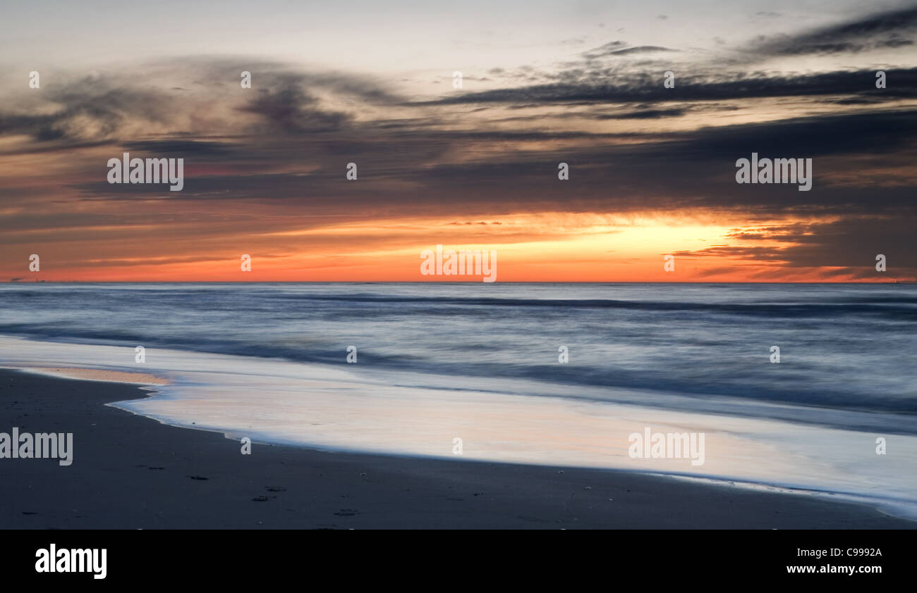 sundown on the coast of holland, noordwijk Stock Photo - Alamy
