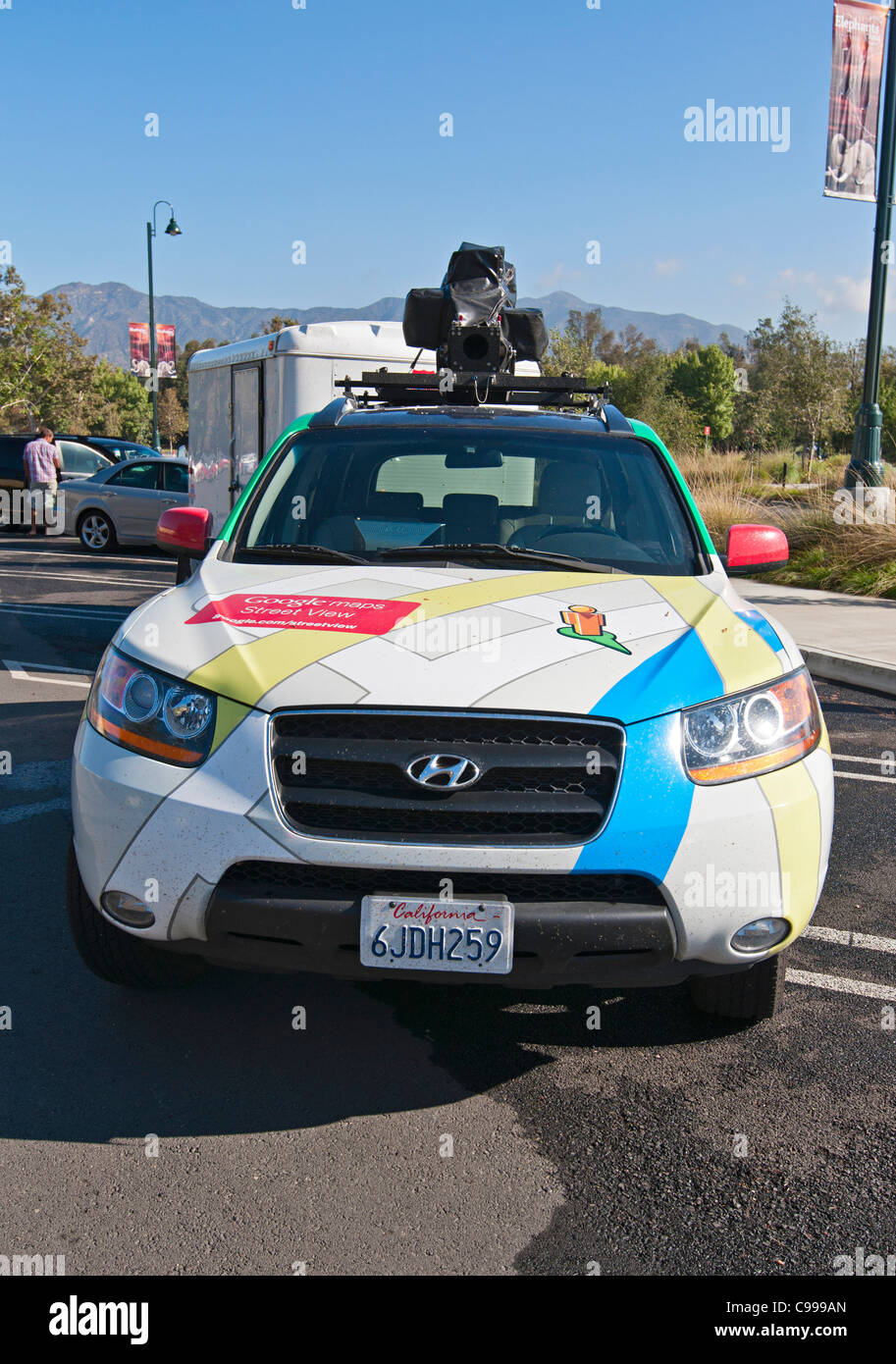 Google vehicle with camera attached to photograph images used in Street View maps. Stock Photo