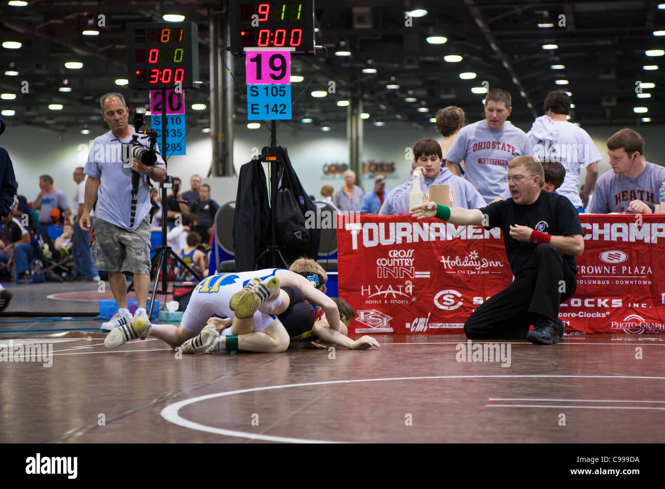 Tournament of Champions amateur wrestling competition in Columbus, Ohio. Stock Photo