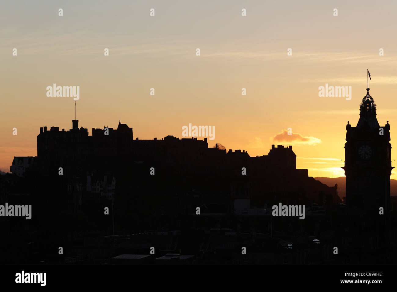 Edinburgh Castle sunset, Scotland, UK Stock Photo Alamy