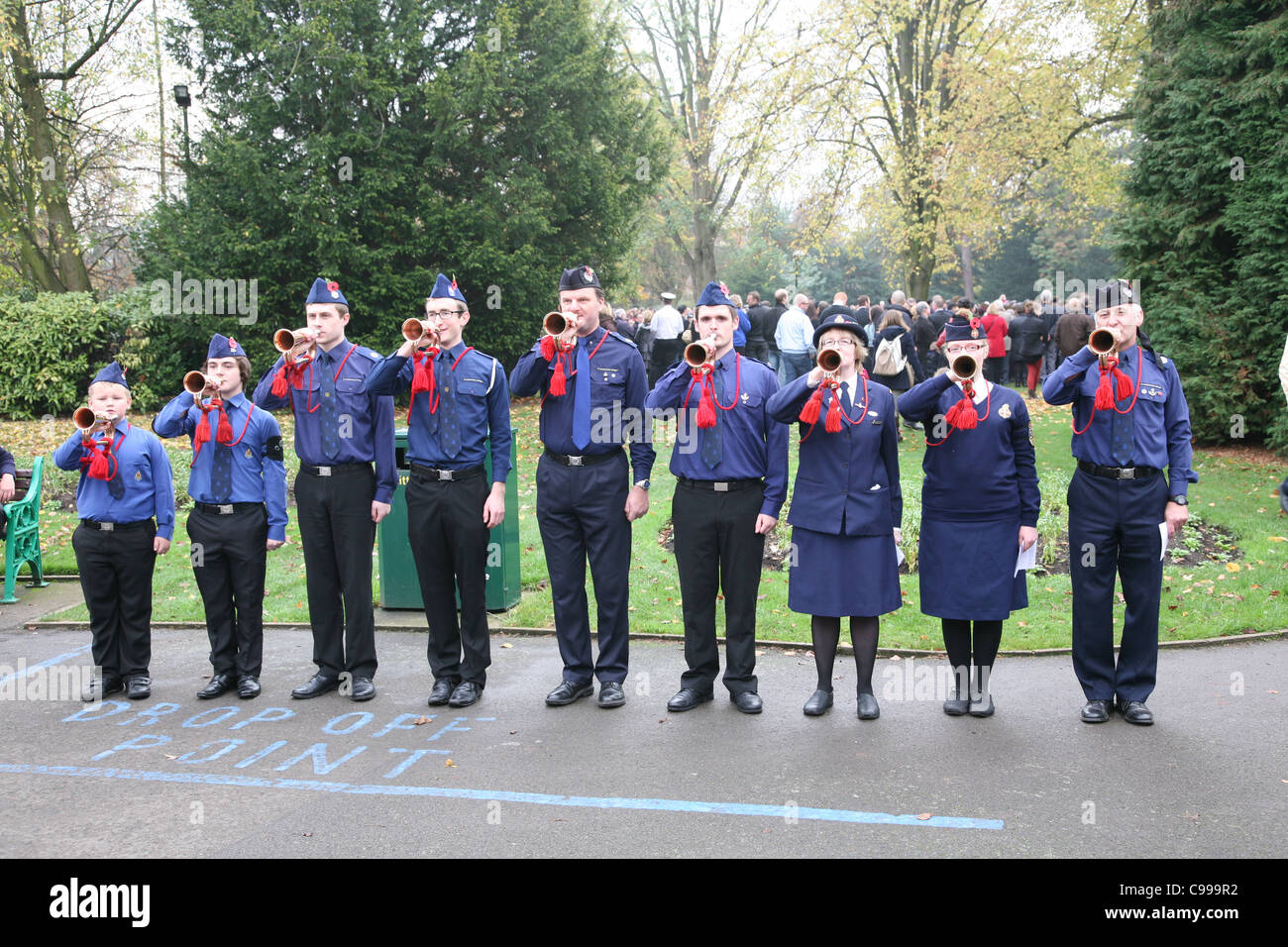 buglers at a remembrance day parade loughborough Stock Photo