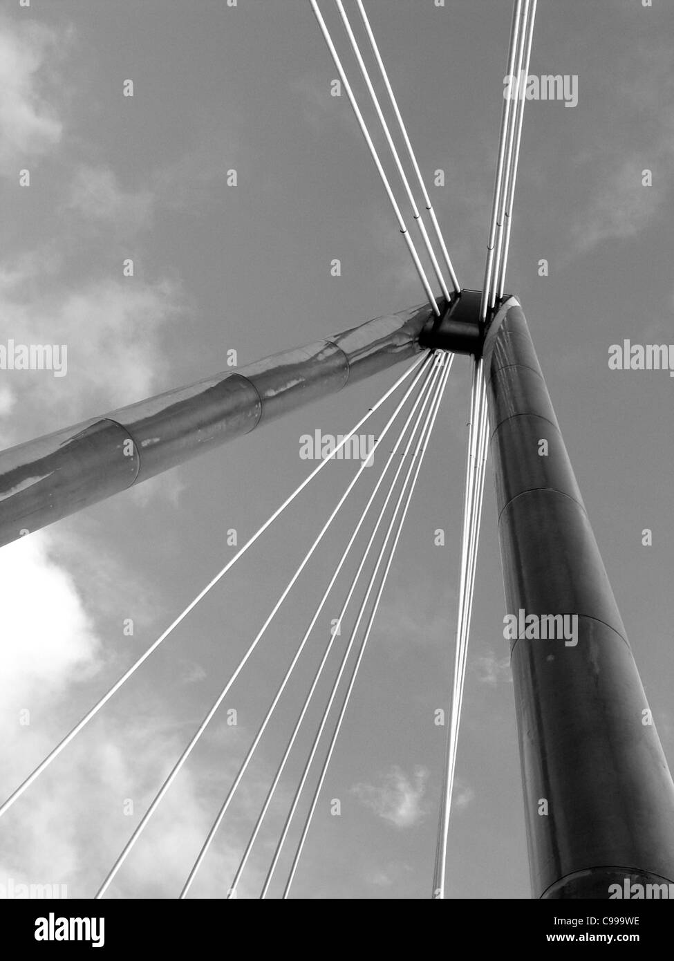 Steel suspension bridge Black and White Stock Photos & Images - Alamy