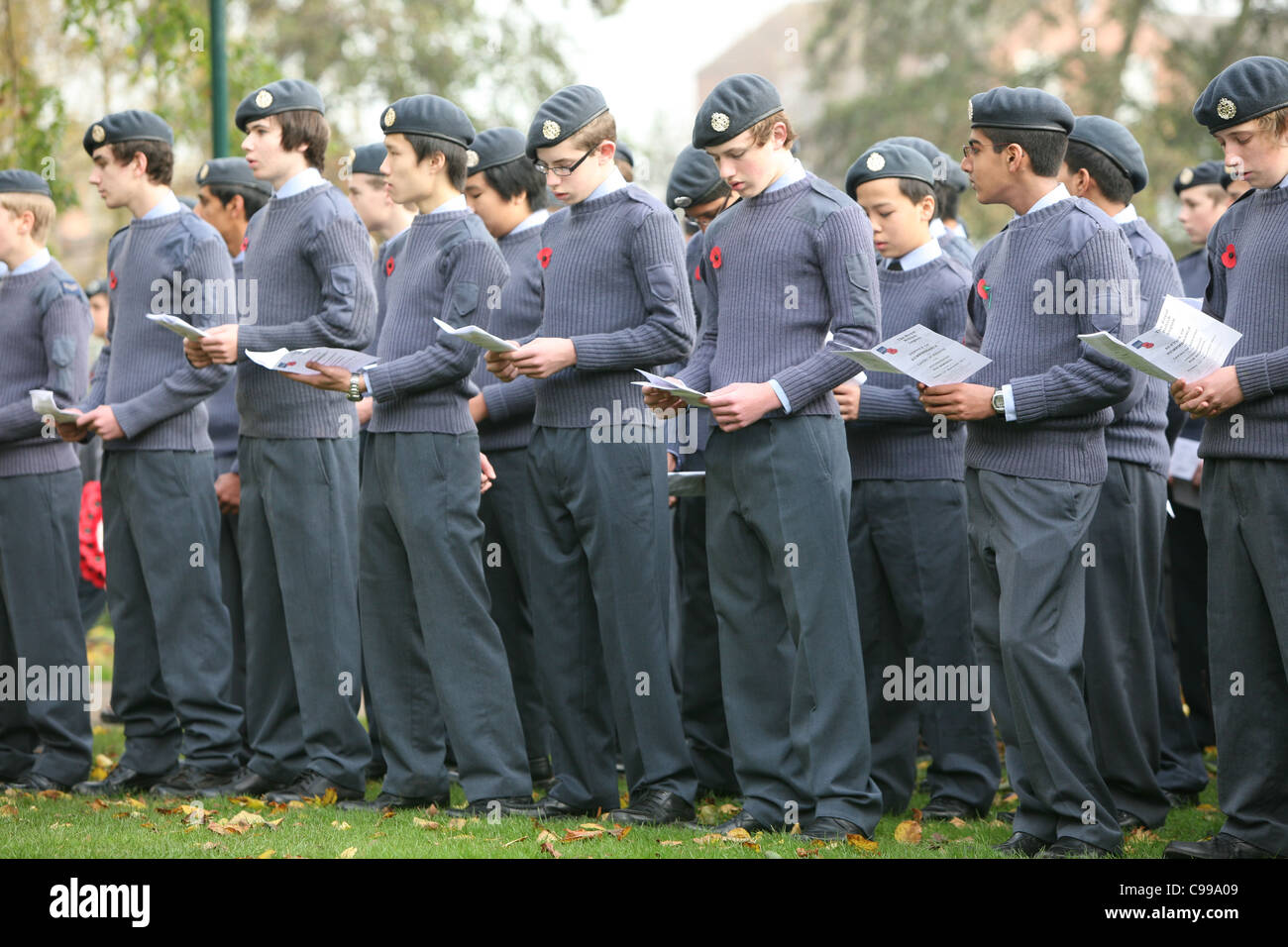 military cadets at a remembrance sunday event Stock Photo