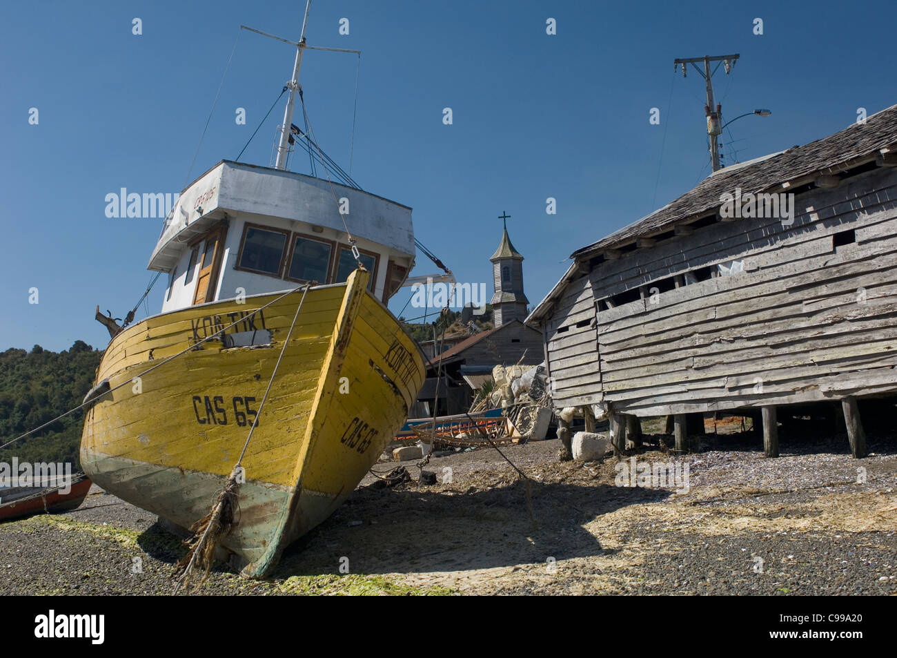 The coastal villages on Isla Grande, Chiloe, Chile, scratch out a